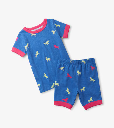 Girls Unicorn Glow Short Pajama Set