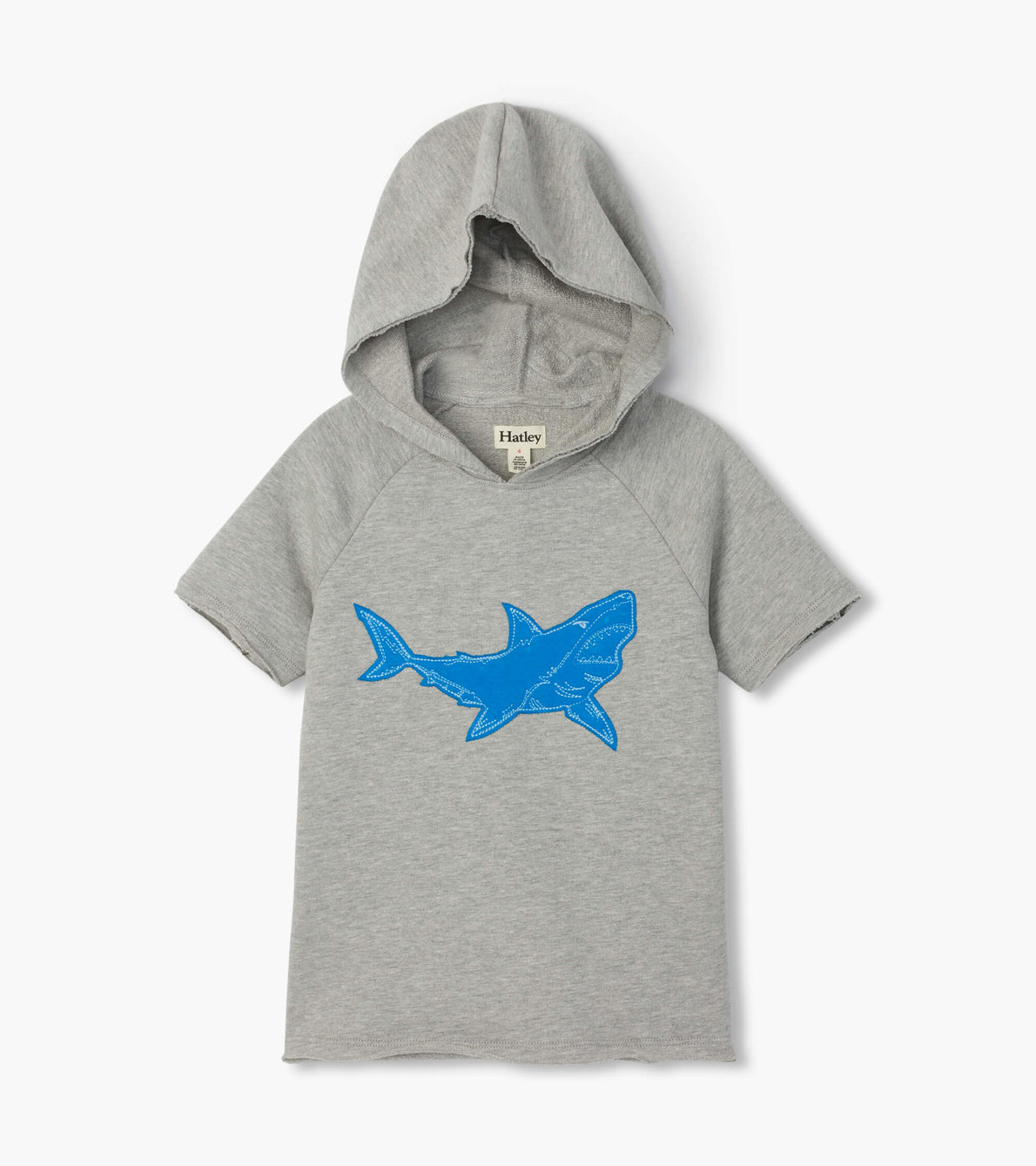 Agrandir l'image de T-shirt à capuchon et à manches courtes raglan – Grand requin blanc