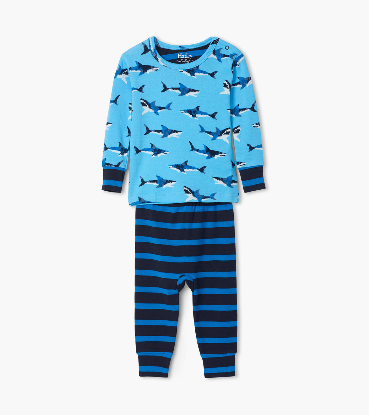 Agrandir l'image de Pyjama en coton biologique pour bébé – Grands requins blancs 