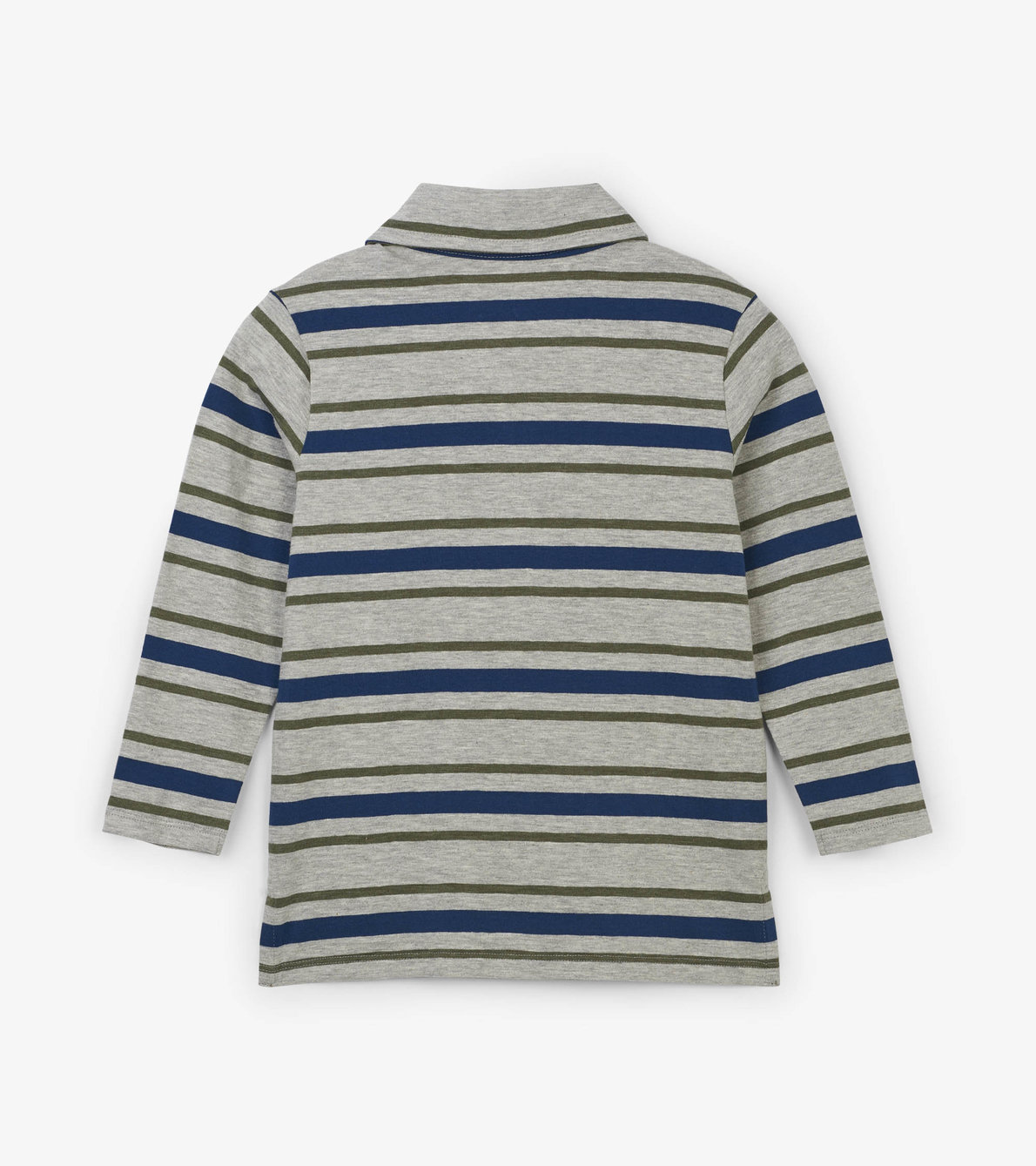 View larger image of Grey Stripe Long Sleeve Polo Tee