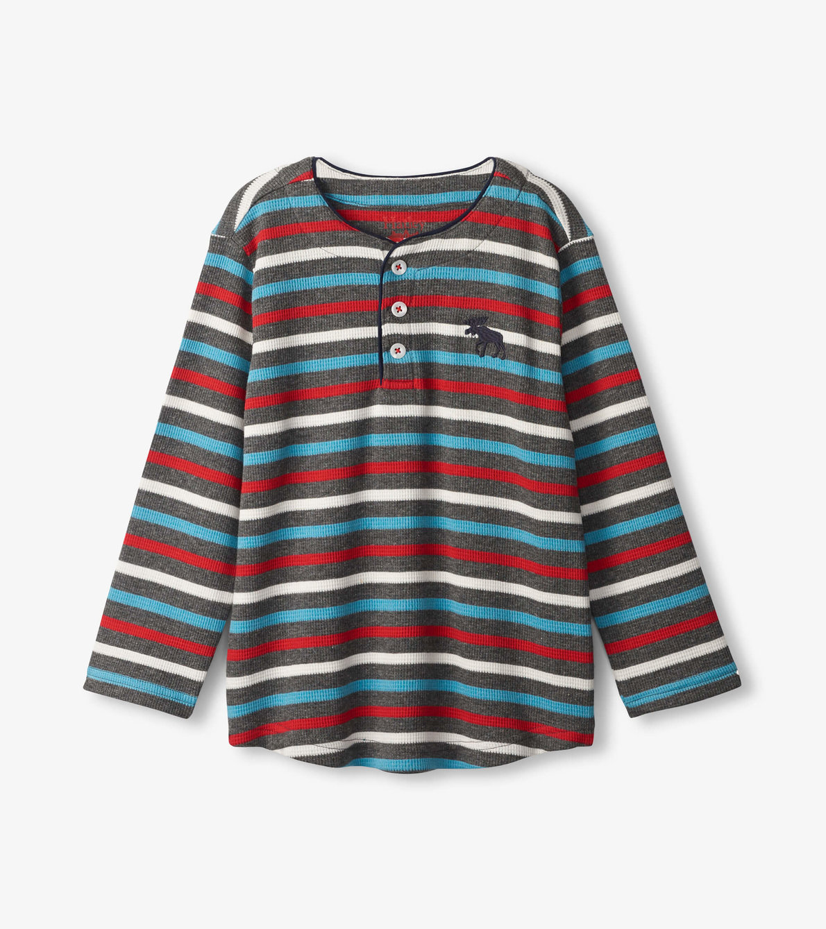 View larger image of Grey Stripes Long Sleeve Henley