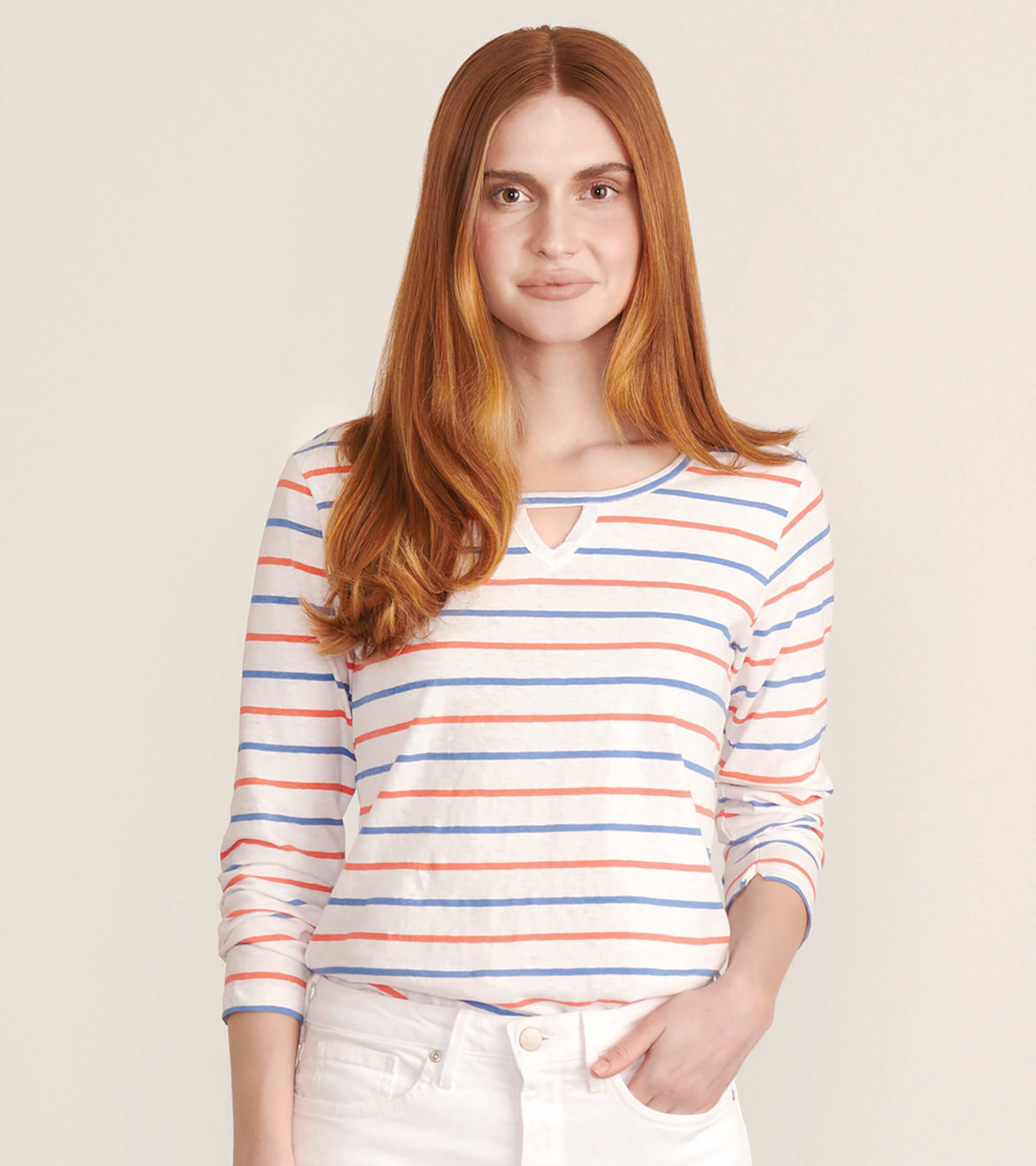 View larger image of Hatley 3/4 Sleeve Tee - Coral Stripes