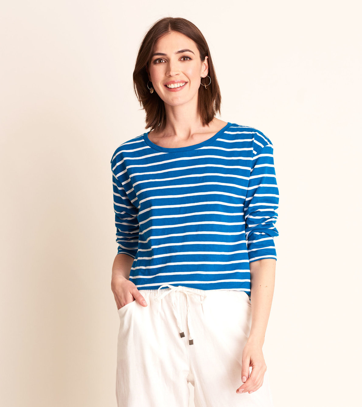 View larger image of Hatley 3/4 Sleeve Tee - Mykonos Blue Stripes