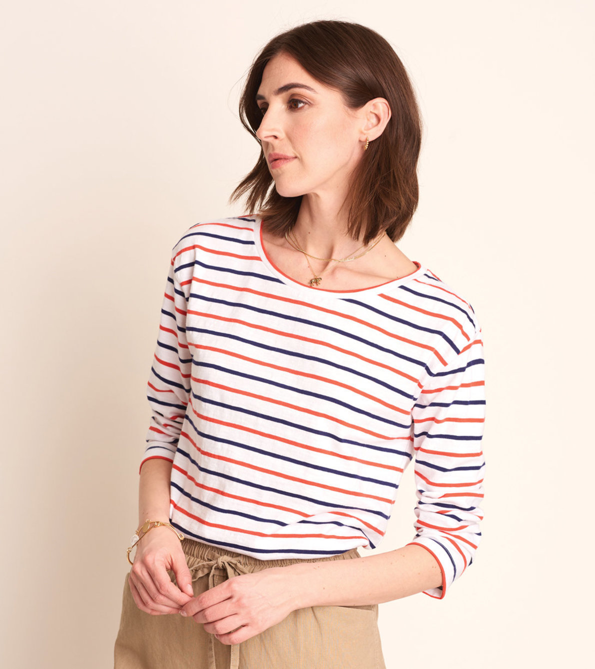 View larger image of Hatley 3/4 Sleeve Tee - Red and Blue Stripes