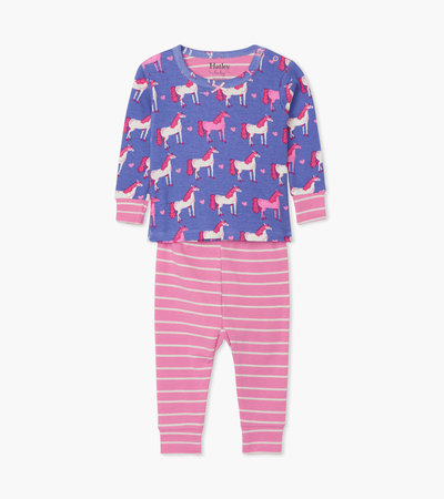 Hearts and Horses Organic Cotton Baby Pajama Set