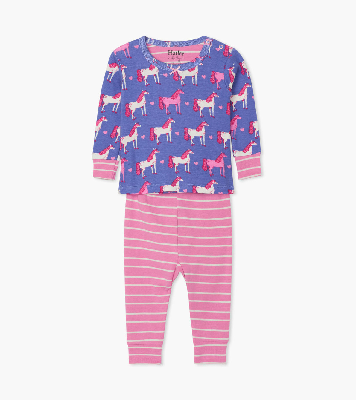 Agrandir l'image de Pyjama en coton biologique pour bébé – Cœurs et chevaux