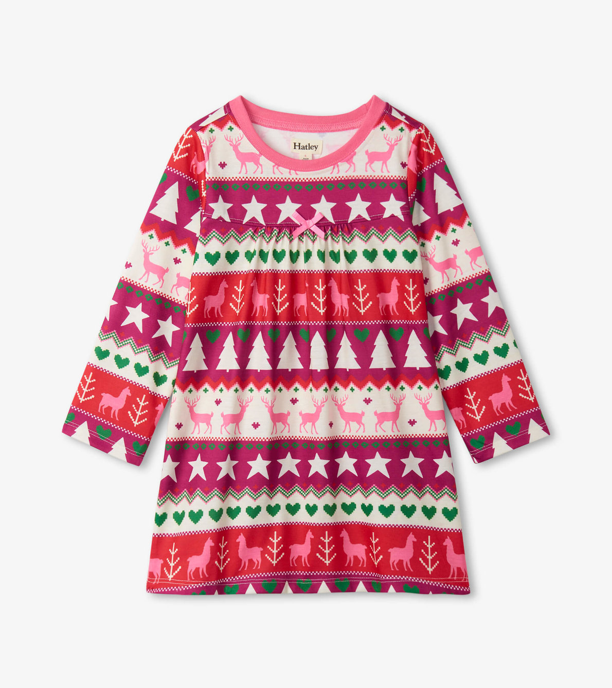 View larger image of Holiday Fair Isle Long Sleeve Girls Nightgown