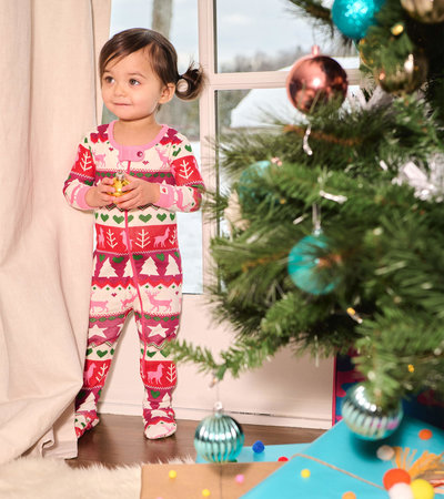 Holiday Fair Isle Organic Cotton Footed Coverall