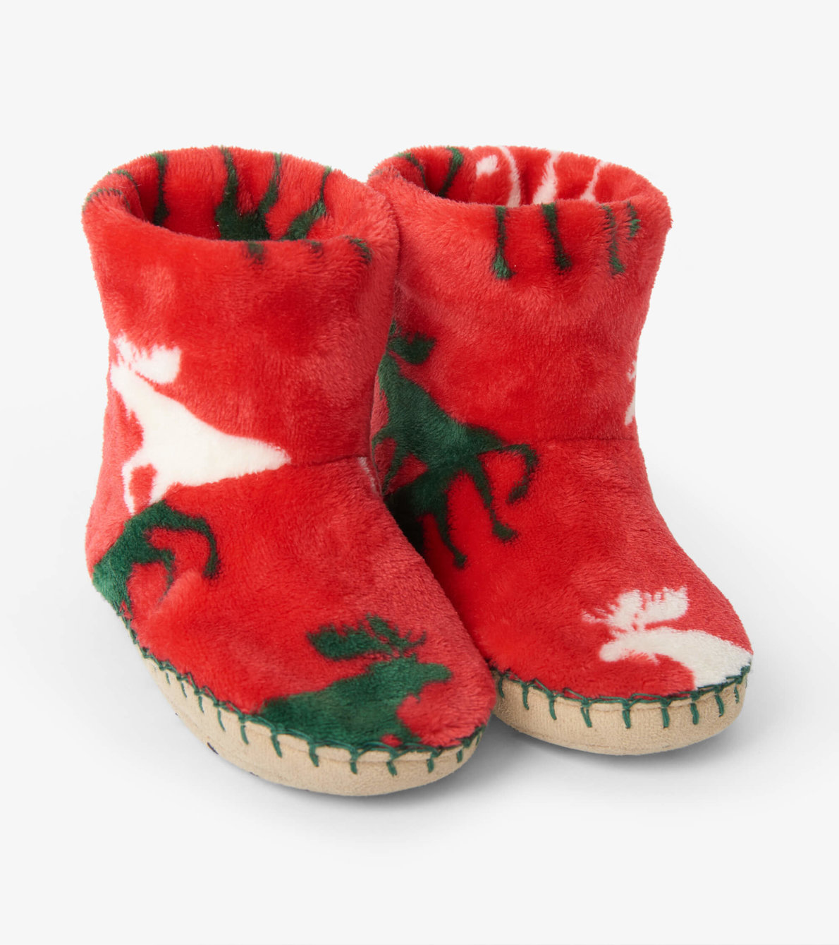 View larger image of Holiday Moose Fleece Slippers