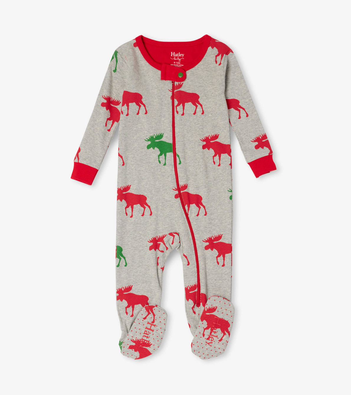 View larger image of Holiday Moose Organic Cotton Footed Coverall