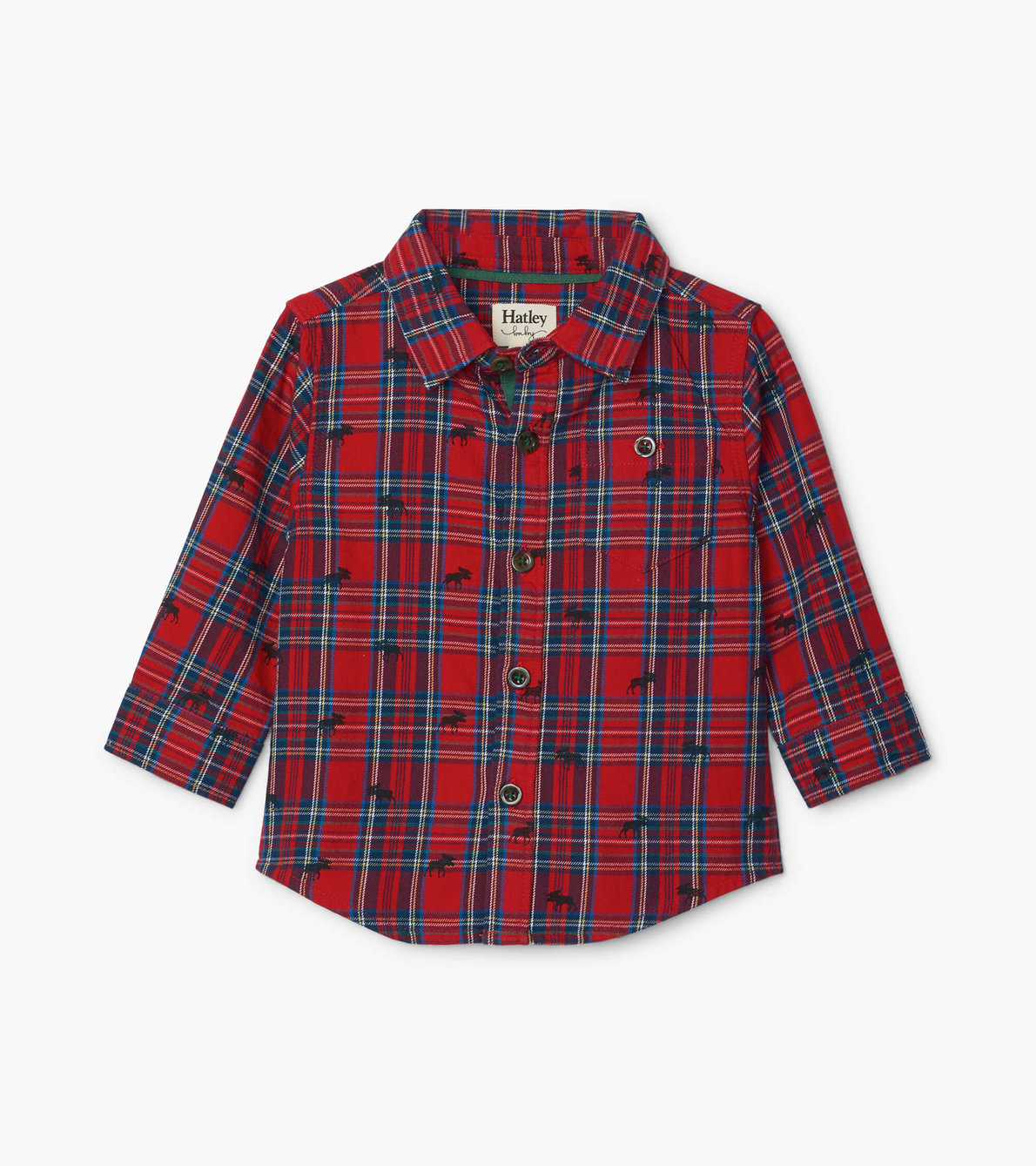 View larger image of Holiday Plaid Moose Baby Button Down Shirt