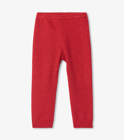 Baby Red Shimmer Cable Knit Leggings