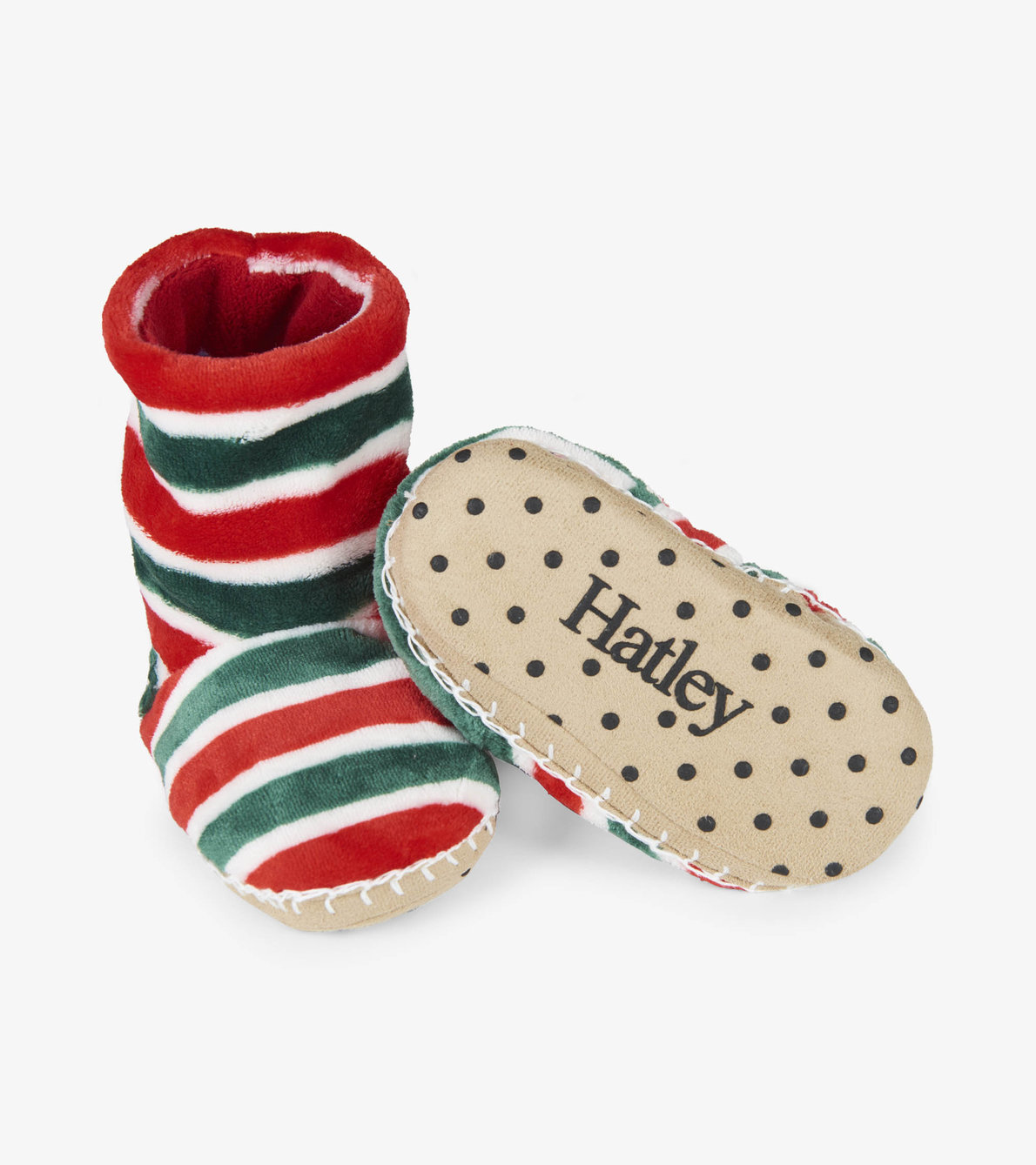 View larger image of Holiday Stripe Fleece Slippers