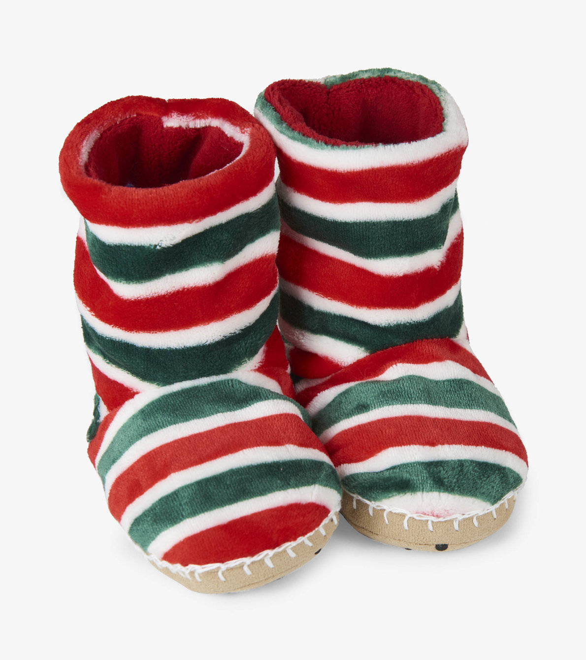 View larger image of Holiday Stripe Fleece Slippers
