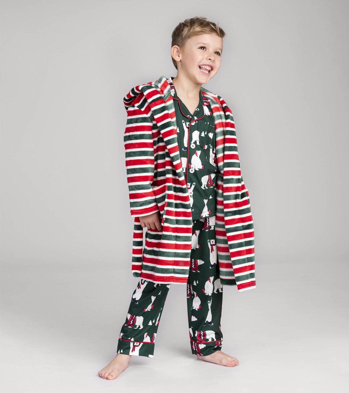 View larger image of Holiday Stripe Kids' Fleece Robe