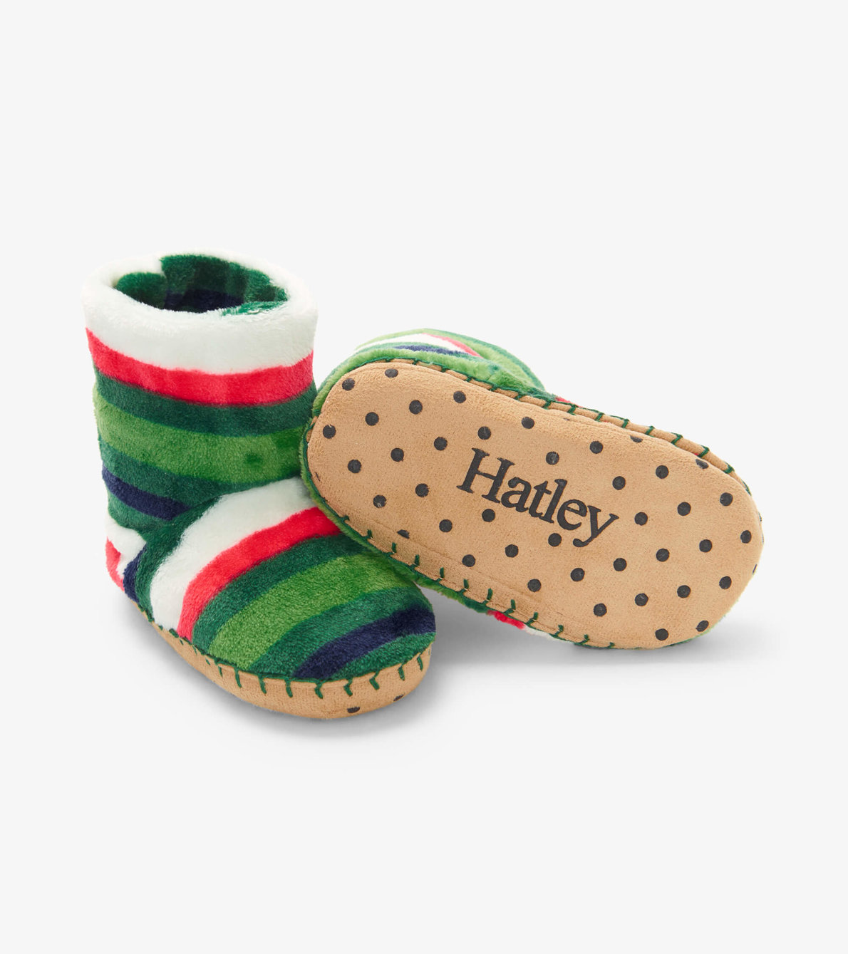 View larger image of Holiday Stripes Fleece Slippers