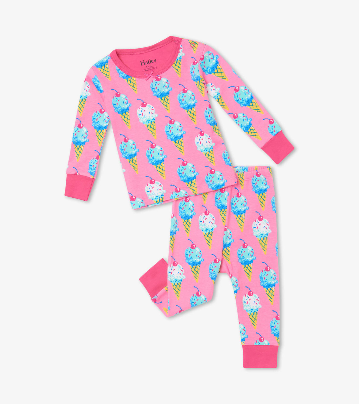 Agrandir l'image de Pyjama à manches longues en coton biologique pour bébé – Cornets de crème glacée