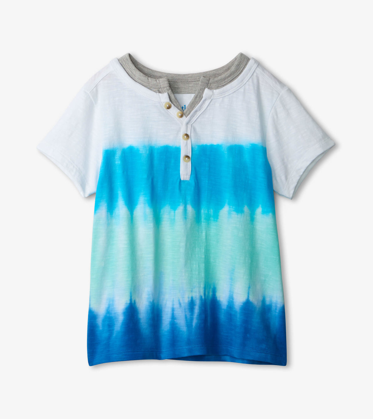 Agrandir l'image de T-shirt Henley – Nuances bleu des îles teintes par immersion