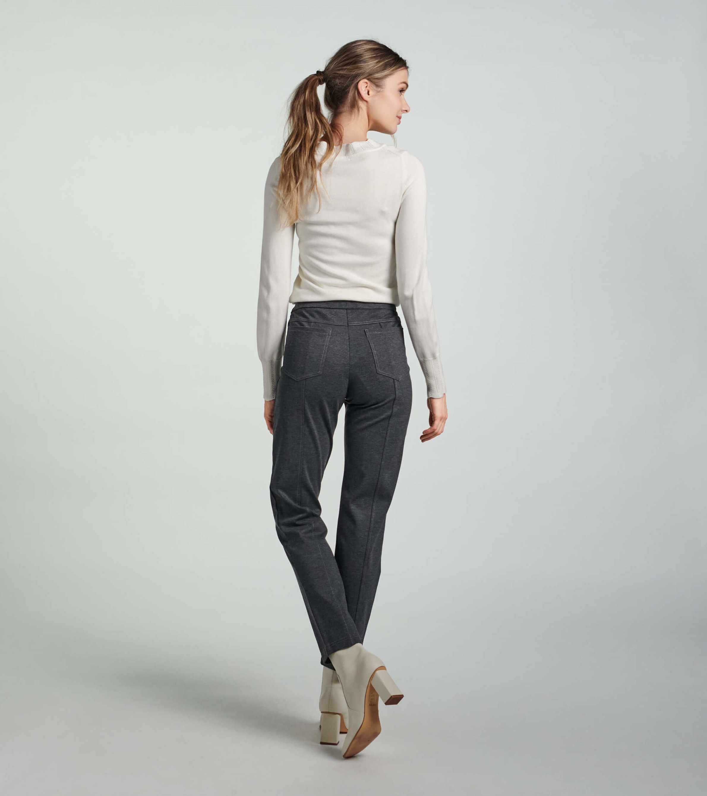 Anne Klein Women Size Small, Tummy Control Ponte Pants, Charcoal Gray