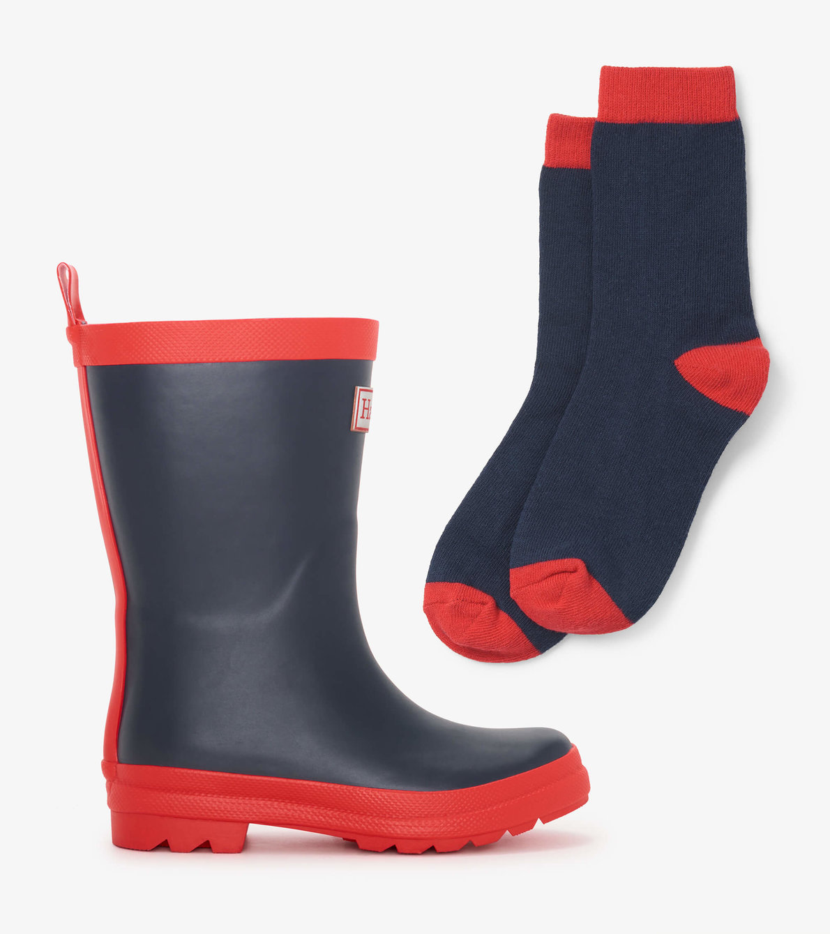 View larger image of Kids Navy & Red Matte Rain Boots