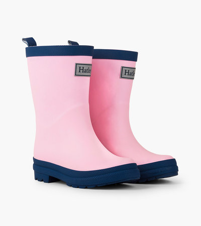 Kids Pink & Navy Matte Rain Boots