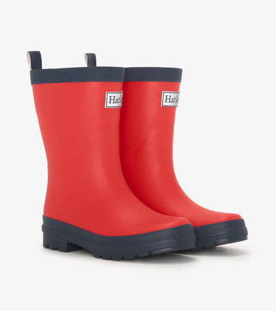 Kids Red & Navy Matte Rain Boots