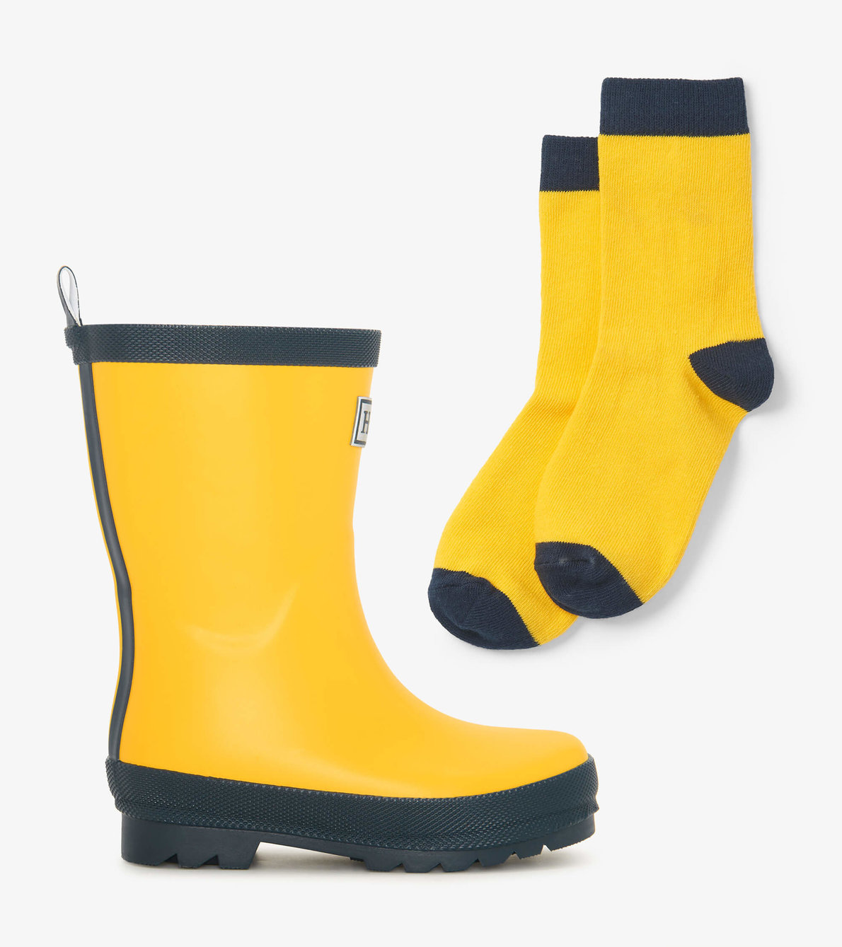 View larger image of Kids Yellow & Navy Matte Wellies