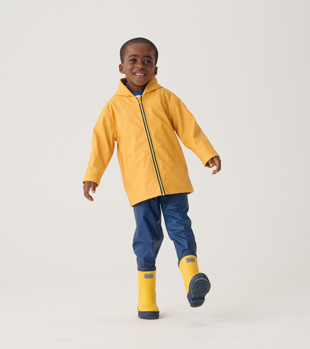 View larger image of Kids Yellow & Navy Matte Rain Boots