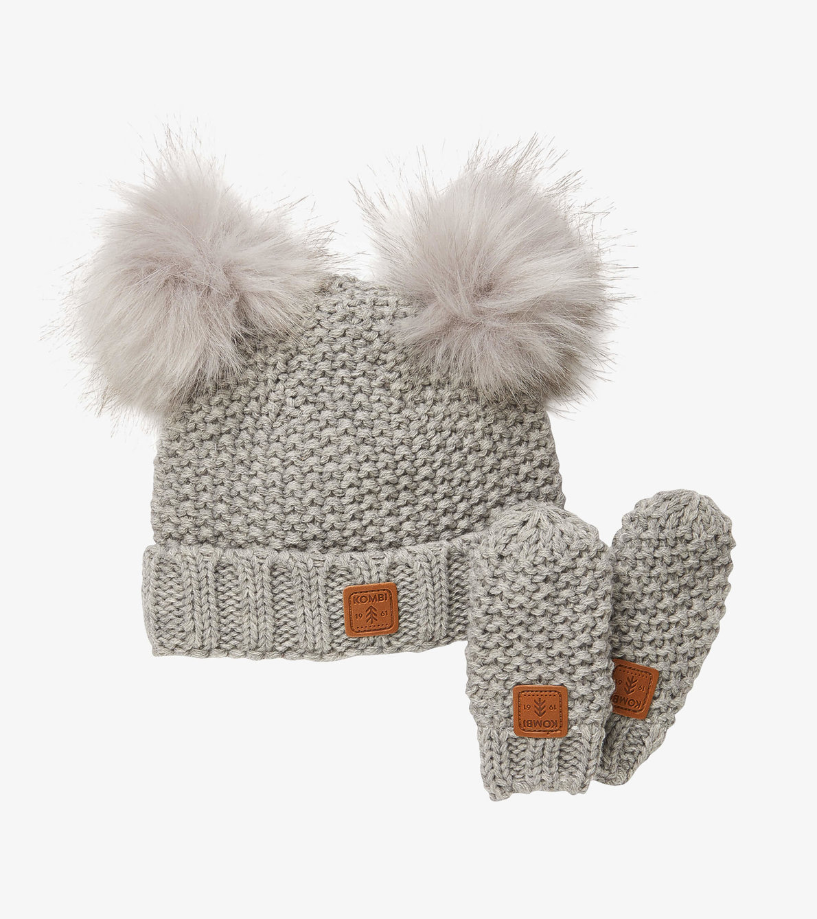 View larger image of Kombi Baby Grey Adorable Knit Toque and Mittens Set