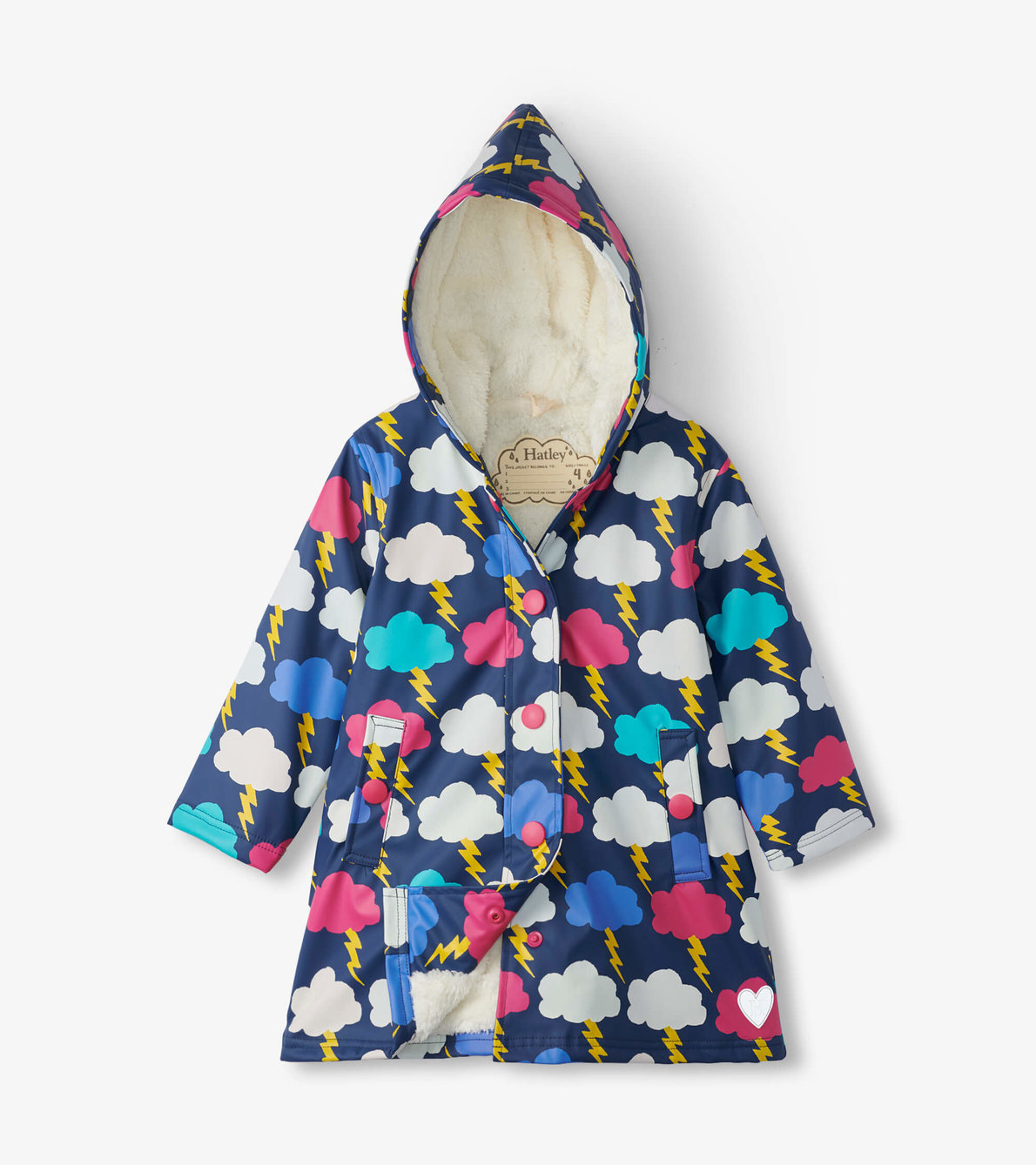 Agrandir l'image de Manteau de pluie à couleur changeante doublé en sherpa – Nuages à éclair