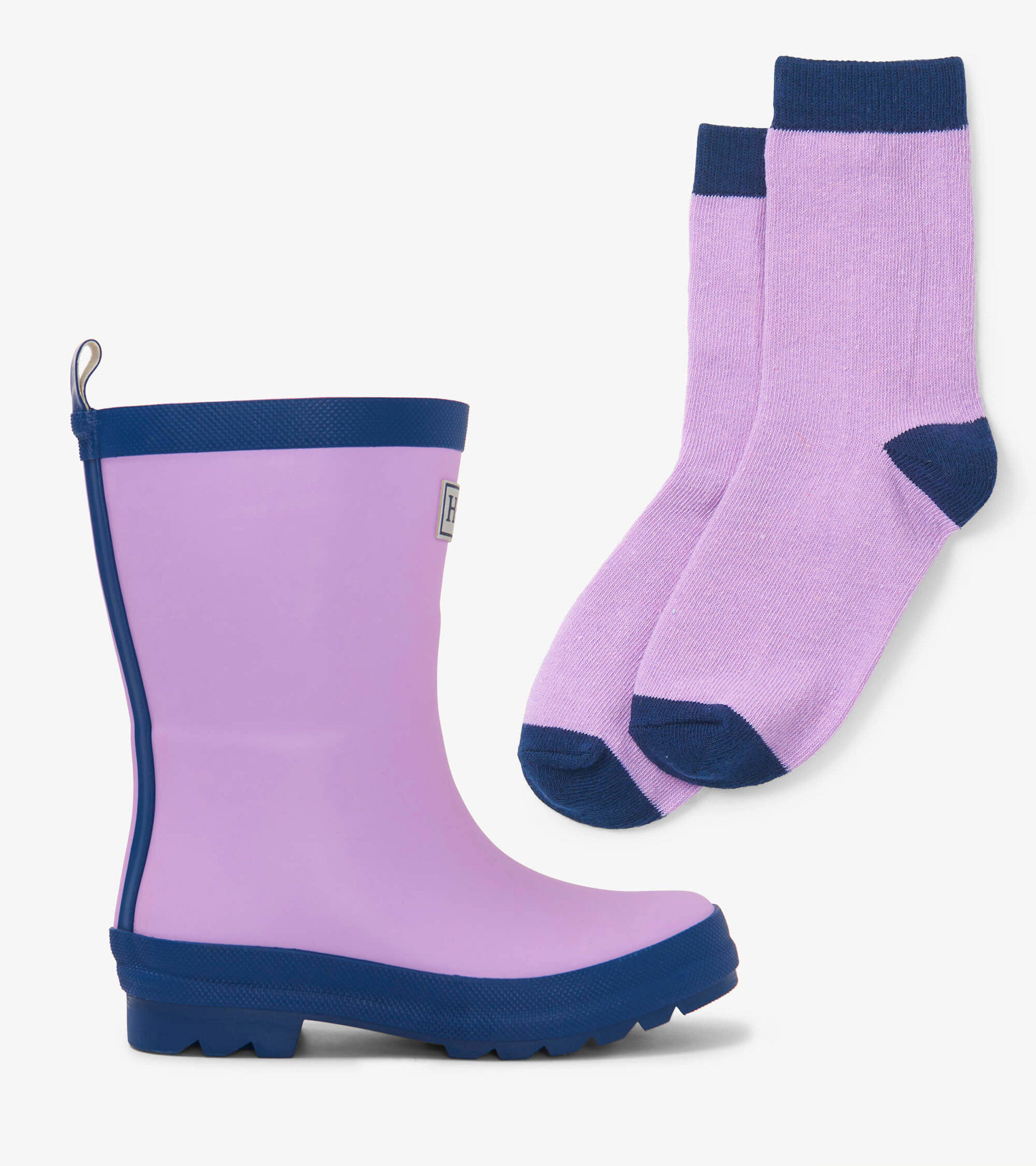 Kids Lilac And Navy Matte Rain Boots - Hatley CA