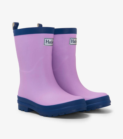 Kids Lilac And Navy Matte Wellies
