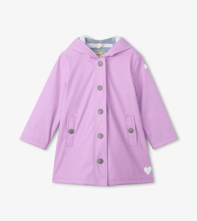Girls Lilac Button-Up Rain Jacket