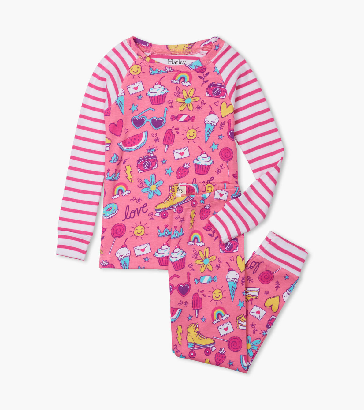 Agrandir l'image de Pyjama en coton biologique avec haut à manches raglan – Gribouillis amusants