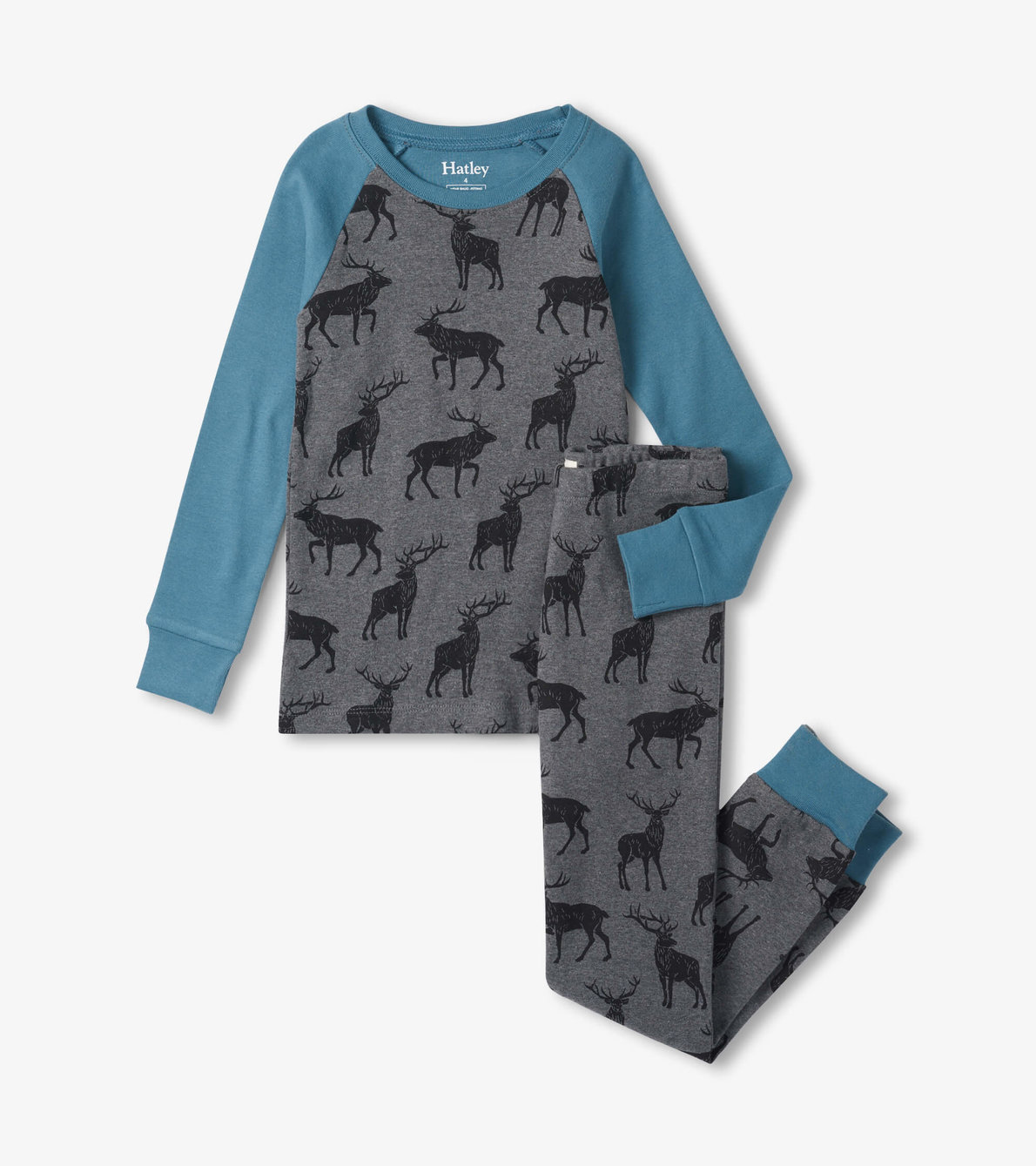 View larger image of Magestic Elks Raglan Kids Organic Cotton Pajama Set