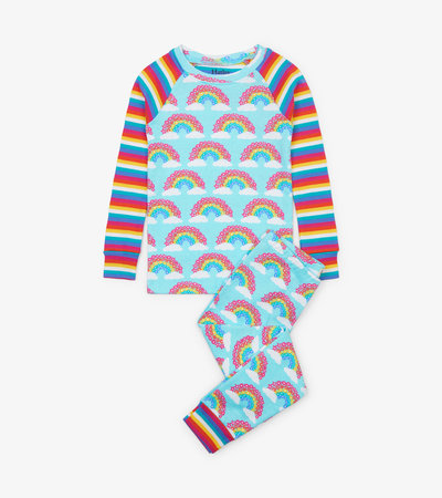 Vanessa Cosy Pyjama Set - Sail Woven Rainbow Stripe