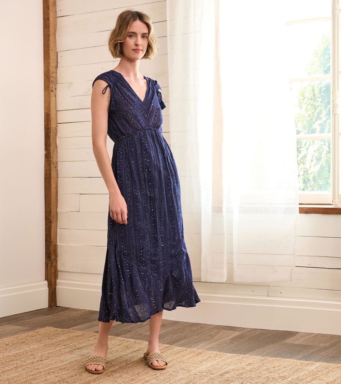 View larger image of Millie Dress - Navy Sequin Stripes