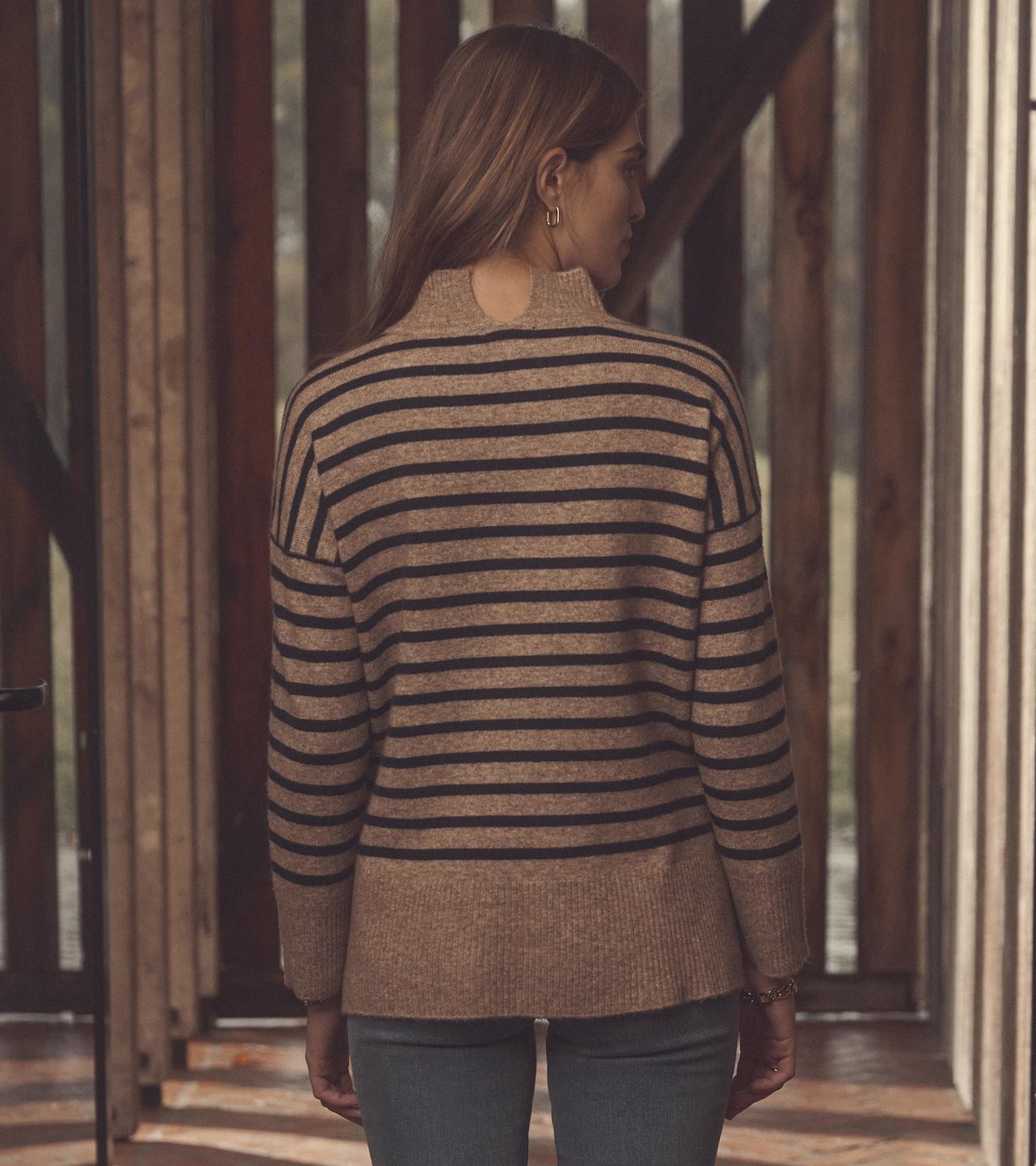 View larger image of Mock Neck Tunic - Graphic Stripe