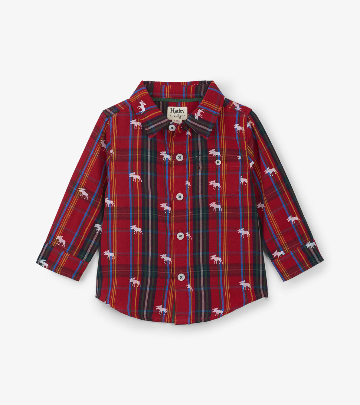 Agrandir l'image de Chemise boutonnée pour bébé – Orignaux sur motif écossais