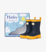 Navy & Yellow Matte Baby Rain Boots