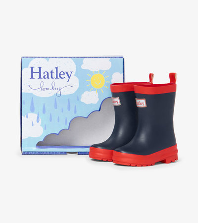 Baby Navy & Red Matte Rain Boots