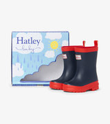 Navy & Red Rain Matte Baby Rain Boots
