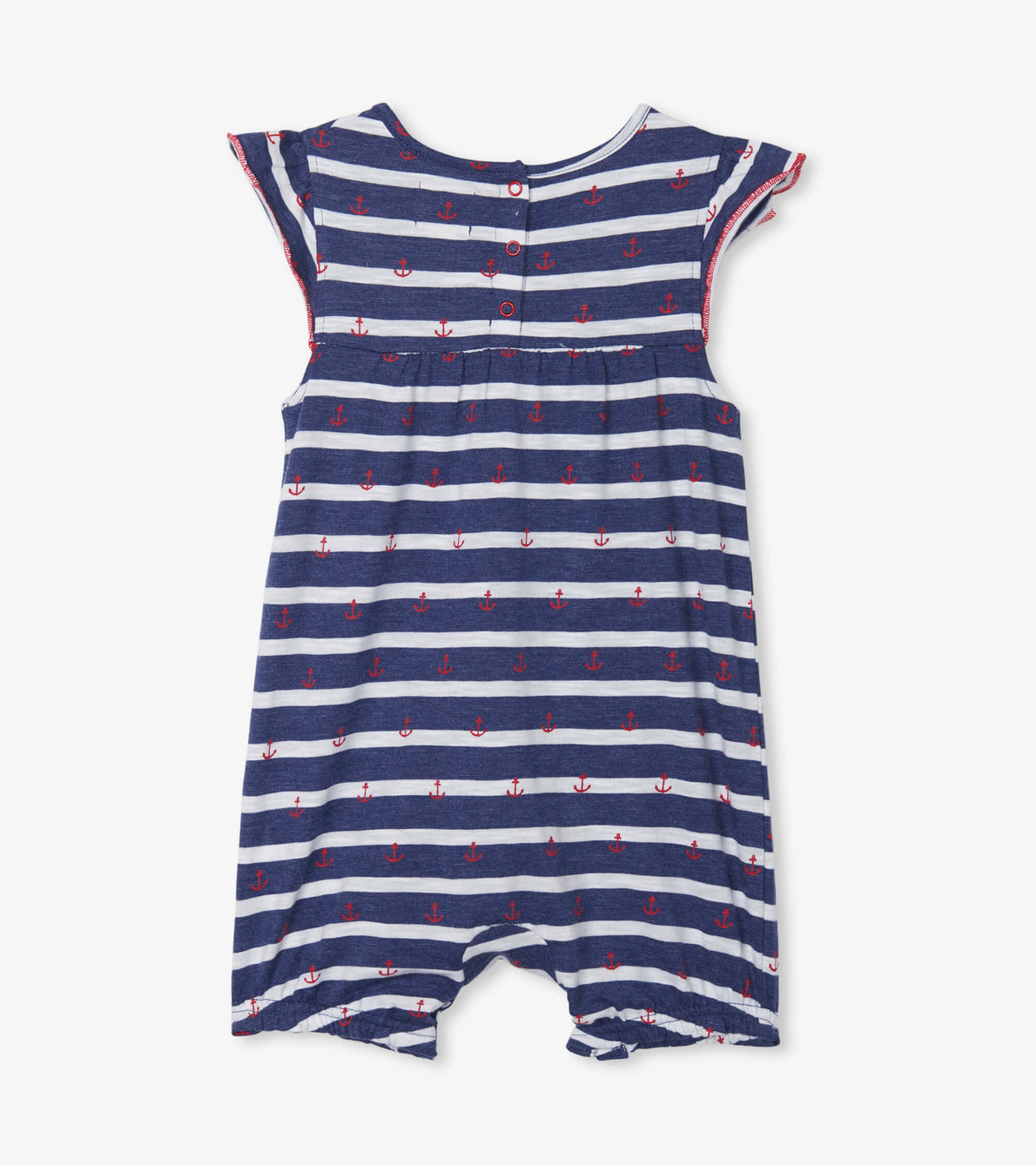 View larger image of Nautical Stripe Baby Flutter Sleeve Romper