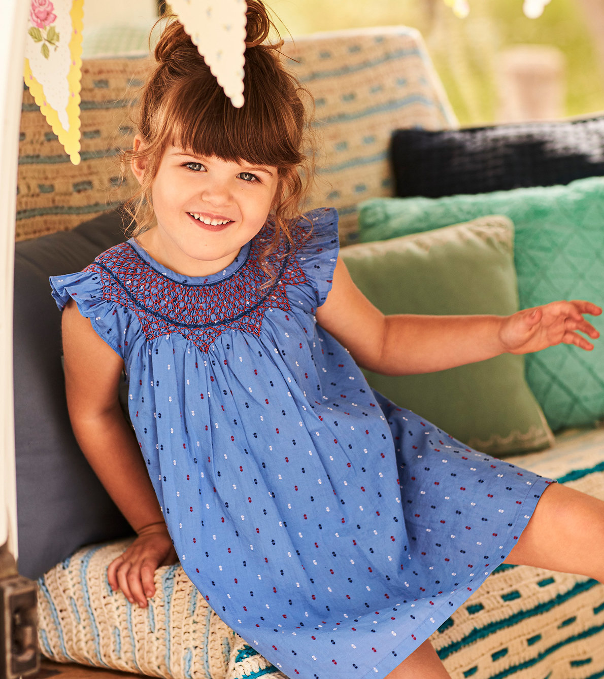 View larger image of Nautical Swiss Dots Smocked Dress
