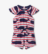 Nautical Whales Baby Flutter Romper