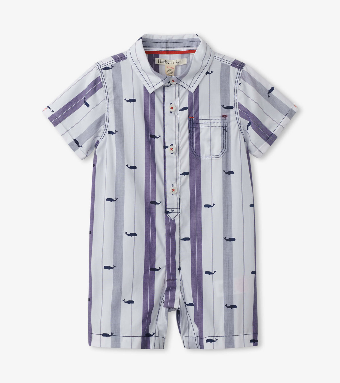 View larger image of Nautical Whales Baby Woven Romper