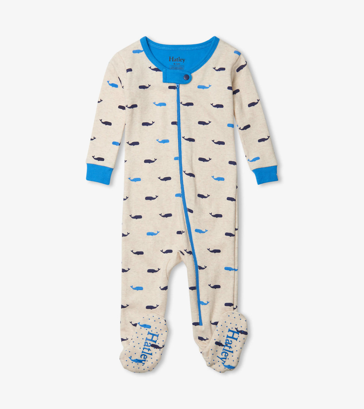 View larger image of Nautical Whales Organic Cotton Footed Coverall