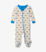 Nautical Whales Organic Cotton Footed Coverall
