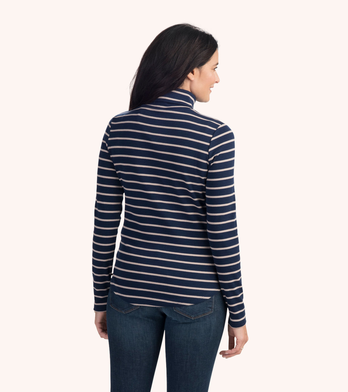 View larger image of Navy and Camel Stripes Turtleneck