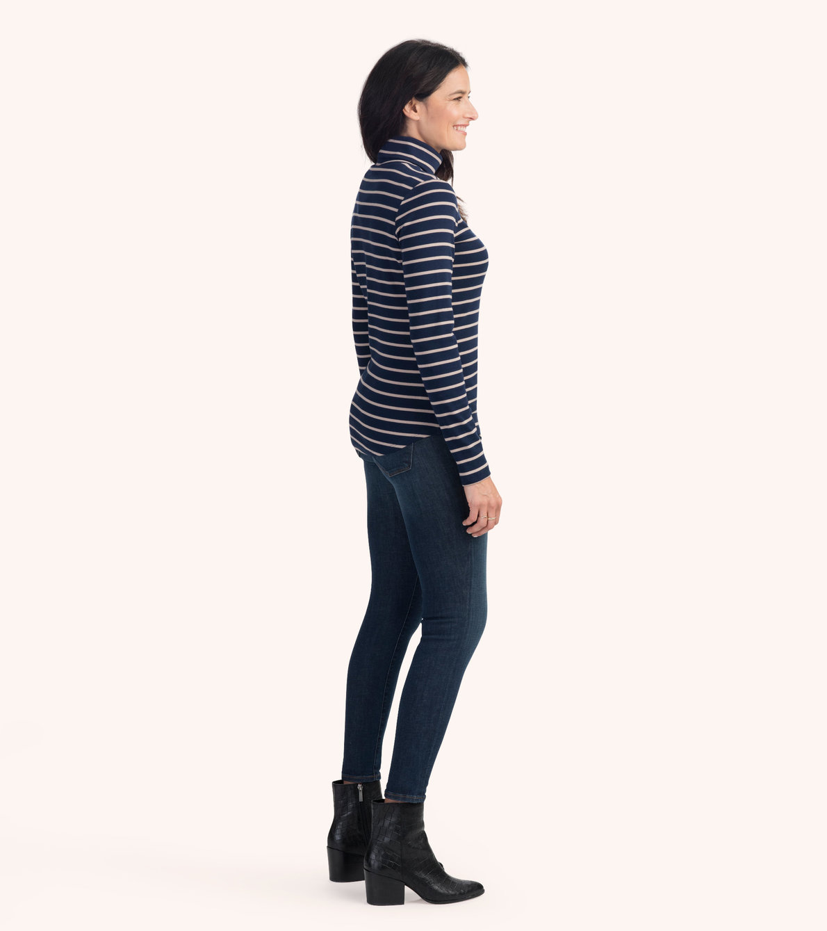 View larger image of Navy and Camel Stripes Turtleneck